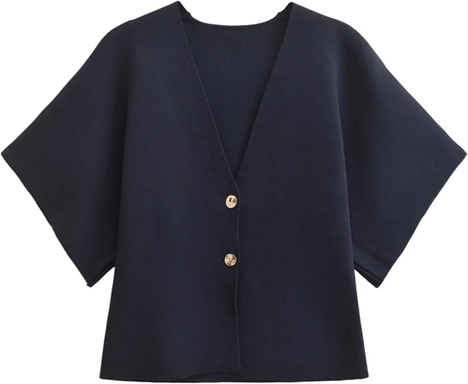 Wanzetaly Womens Oversized Cardigans Short Sleeve Lightweight Button V Neck Casual Knit Sweater Outerwear