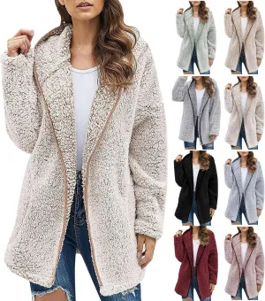 Winter Coats for Women Oversized Sherpa Jackets Warm Fuzzy Fleece Hoodies Zip up Hooded Parka Peacoat Outerwear