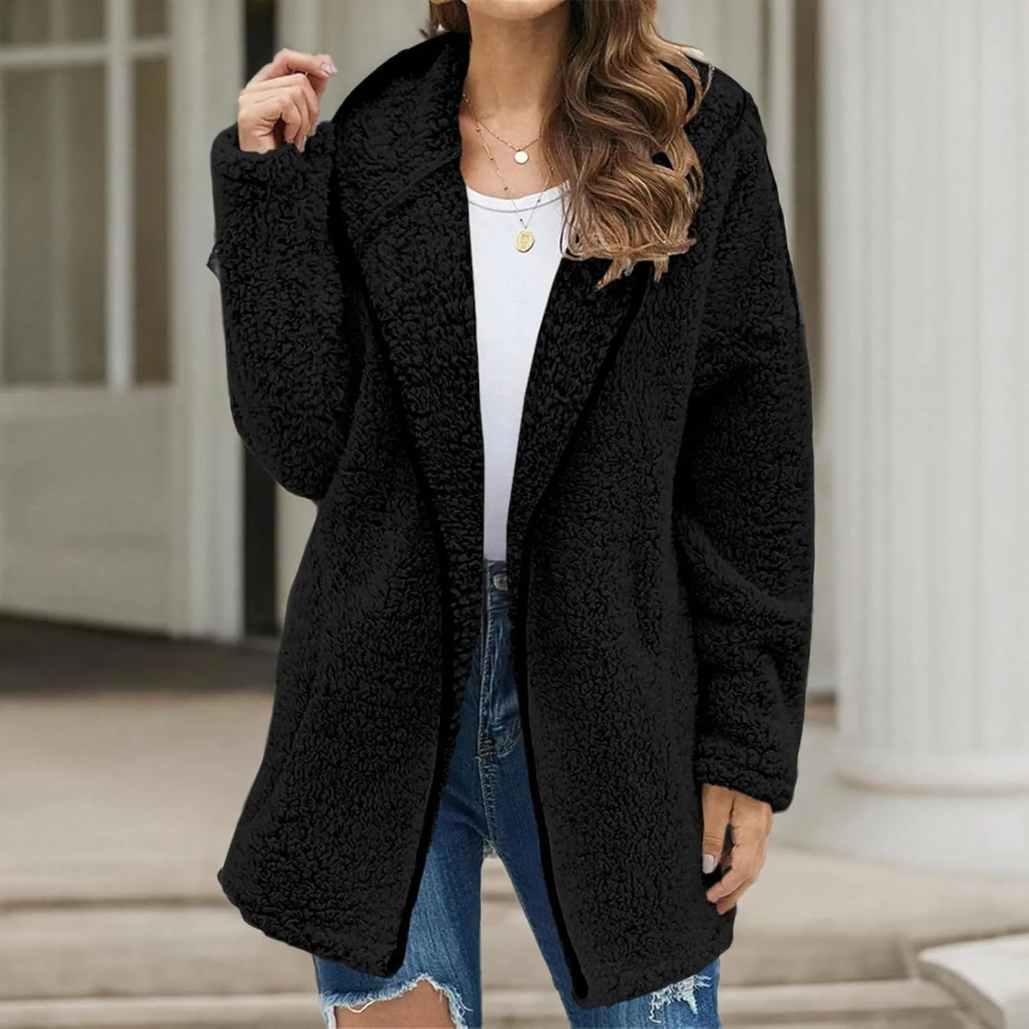 Winter Coats for Women Oversized Sherpa Jackets Warm Fuzzy Fleece Hoodies Zip up Hooded Parka Peacoat Outerwear
