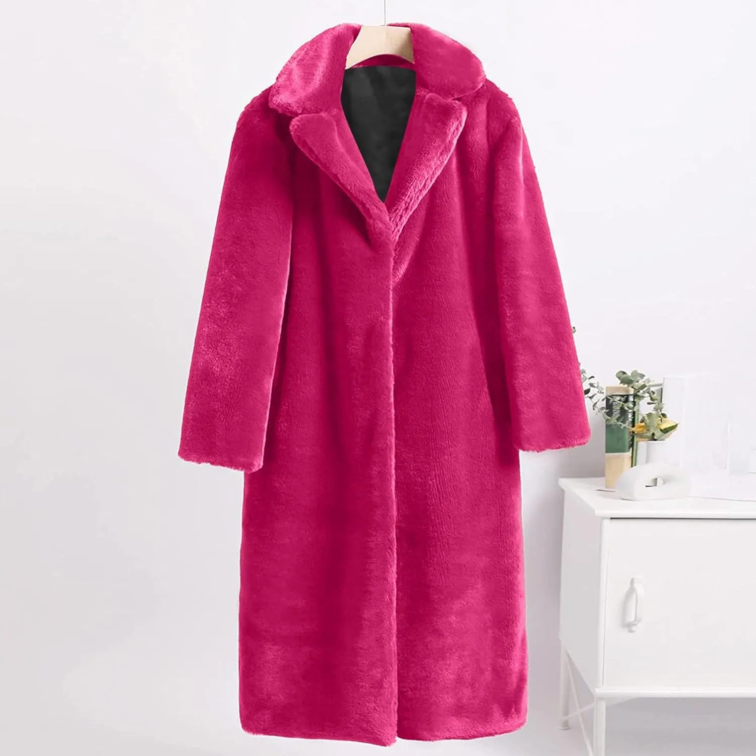 Women Faux Fur Long Coat Warm Winter Fleece Fuzzy Jacket Open Front Long Cardigan Thickened Sherpa Outerwear Overcoat