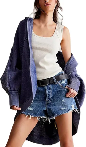 Women Lightweight Hoodie Cardigans Y2K Open Front Hooded Coatigan Casual Long Sleeve Coat Jacket Fall Outfits