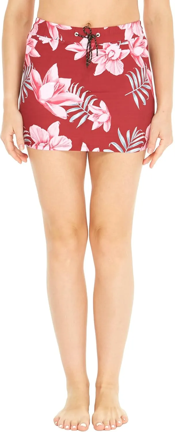 Women's Athletic Sportswear Skorts with Built-in Tights in Floral Patterns