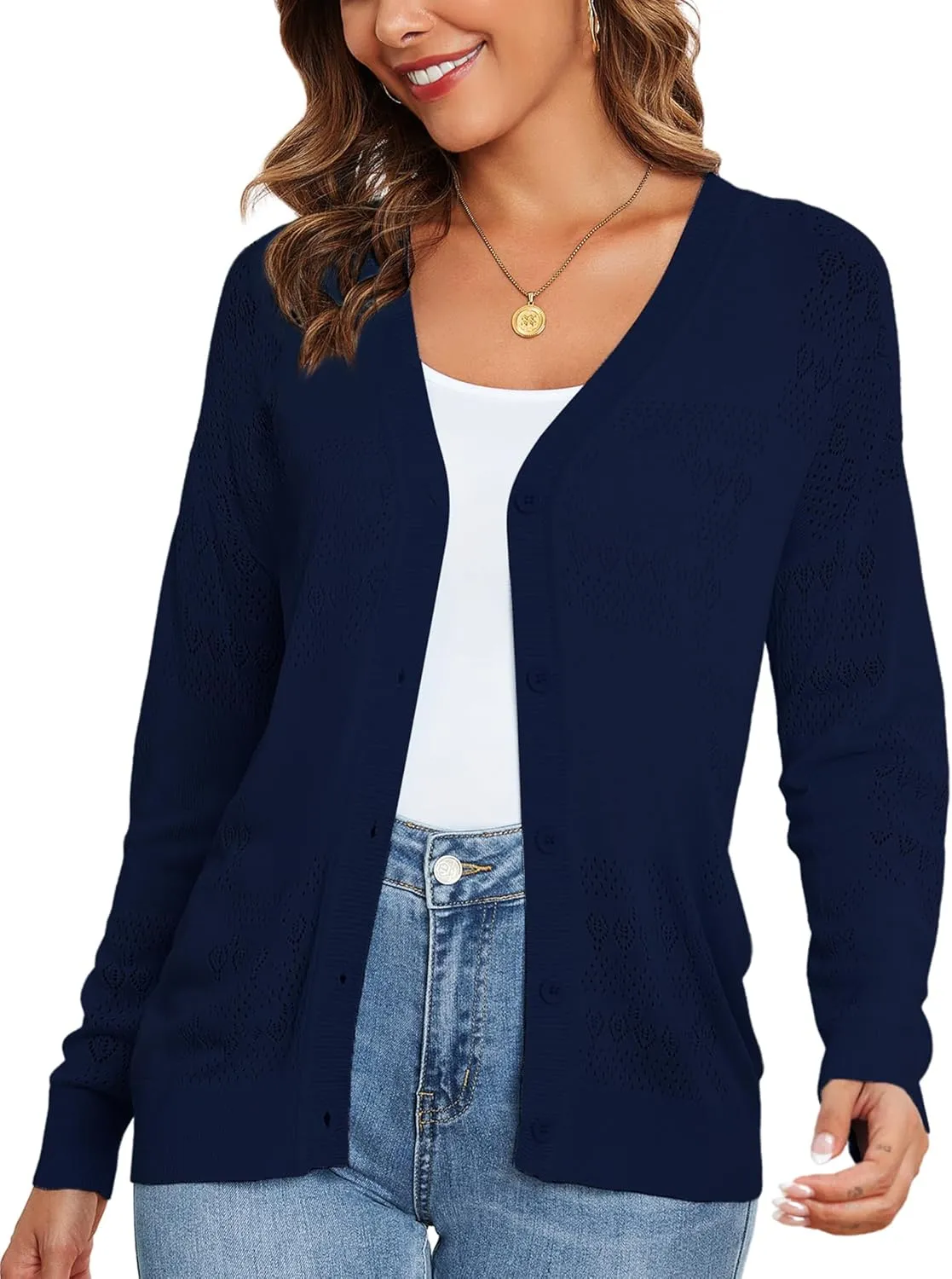 Women's Cropped Cardigan Sweaters for Women Lightweight V Neck Button Knit Shrug Sweater S-XXL