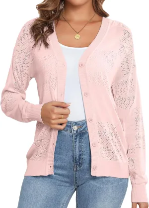 Women's Cropped Cardigan Sweaters for Women Lightweight V Neck Button Knit Shrug Sweater S-XXL
