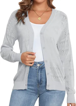 Women's Cropped Cardigan Sweaters for Women Lightweight V Neck Button Knit Shrug Sweater S-XXL