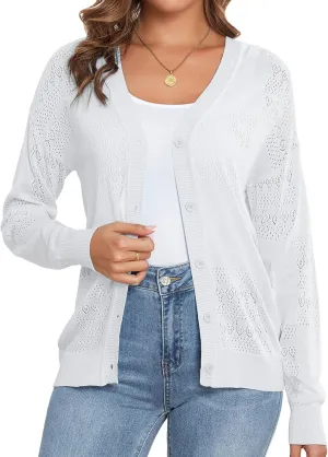 Women's Cropped Cardigan Sweaters for Women Lightweight V Neck Button Knit Shrug Sweater S-XXL