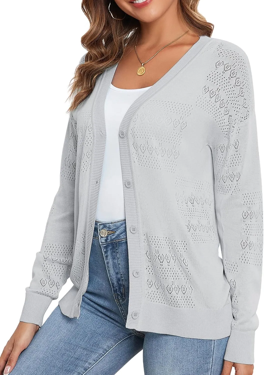 Women's Cropped Cardigan Sweaters for Women Lightweight V Neck Button Knit Shrug Sweater S-XXL