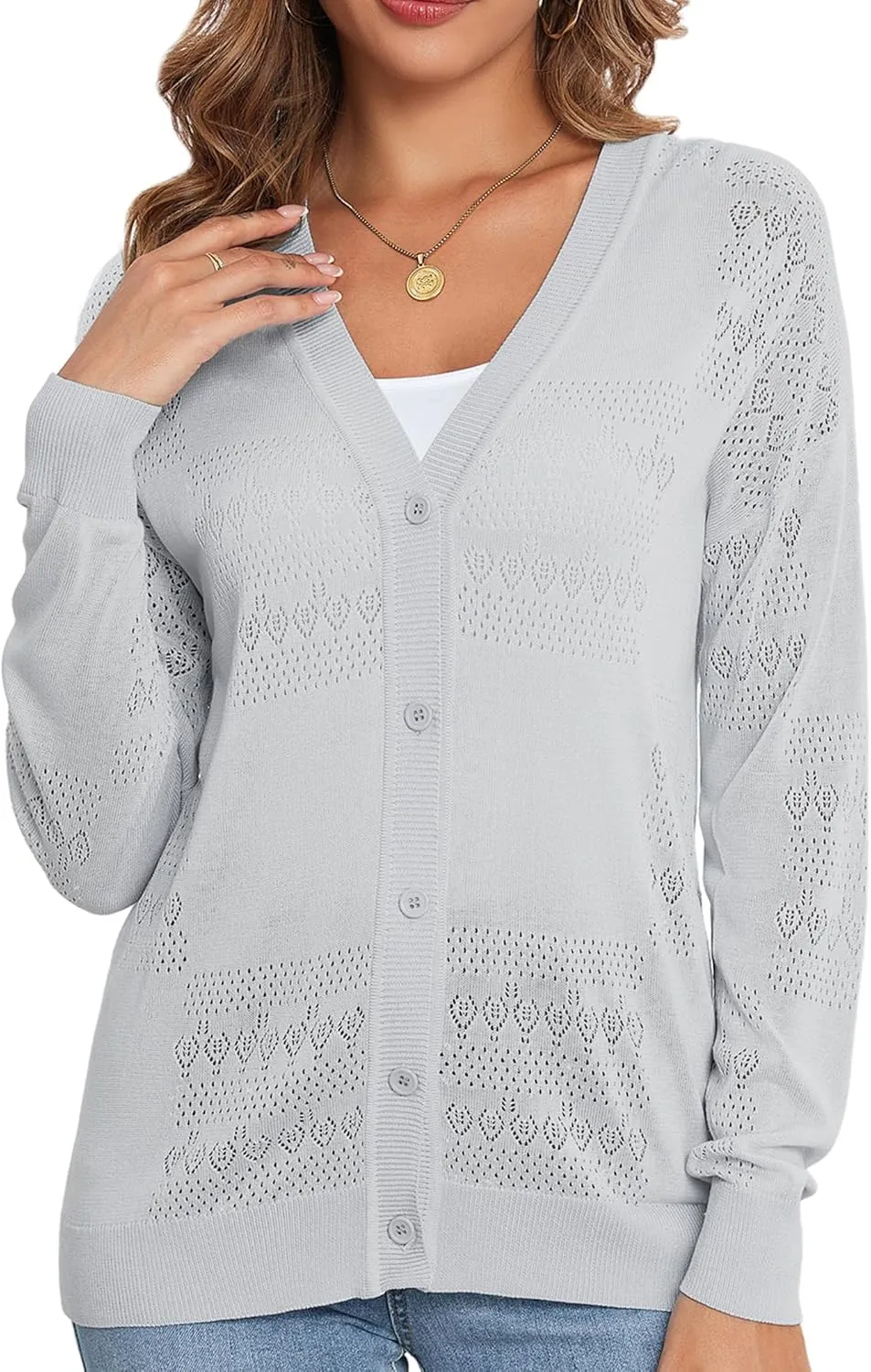 Women's Cropped Cardigan Sweaters for Women Lightweight V Neck Button Knit Shrug Sweater S-XXL
