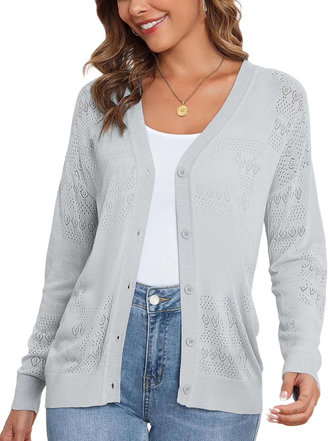Women's Cropped Cardigan Sweaters for Women Lightweight V Neck Button Knit Shrug Sweater S-XXL