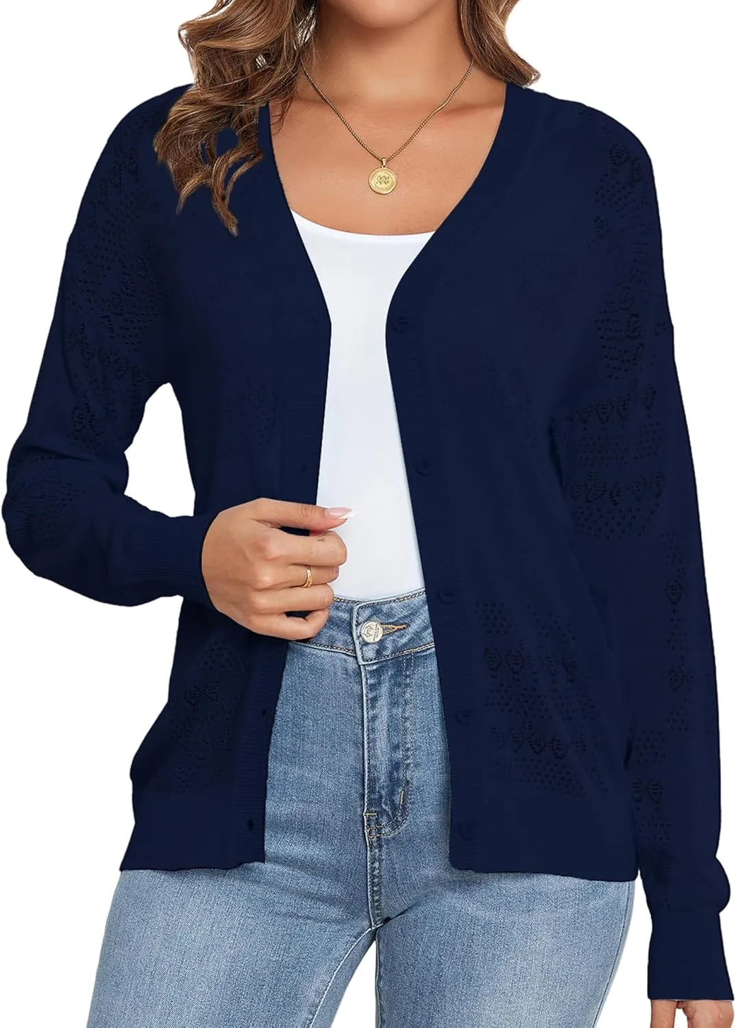 Women's Cropped Cardigan Sweaters for Women Lightweight V Neck Button Knit Shrug Sweater S-XXL