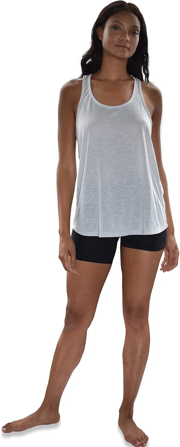 Women's Everyday Flowy Burnout Slub Racer Back Active Workout Tank Tops- 10 Pack