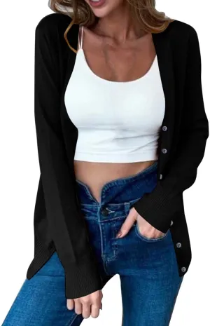 Womens Fall 2024 Cardigan Lightweight Long Sleeve Open Front V Neck Cute Cardigans Sweaters Casual Fashion Outerwear