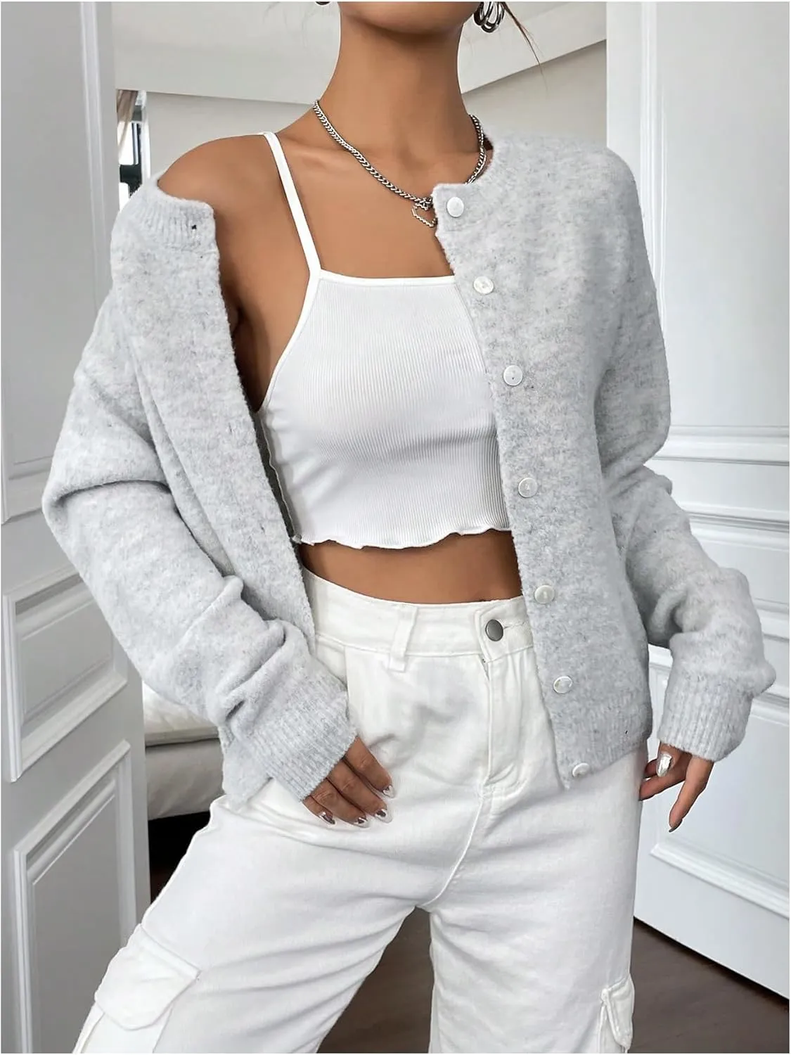 Women's Knit Cardigans Long Sleeve Button Dwon Lightweight Cardigan Sweaters Trendy Fall Outfits