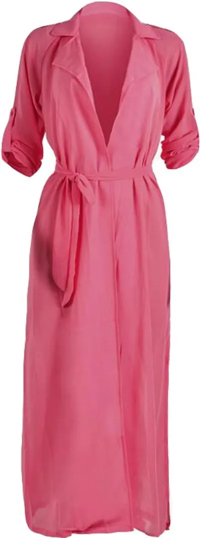 Womens Long Sleeve Fashion Chiffon Lightweight Maxi Sheer Duster Cardigans