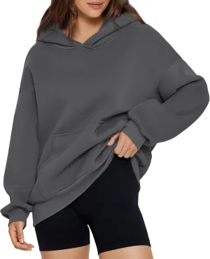 Womens Oversized Sweatshirts 2024 Fashion Fleece Hoodies Pullover Long Sleeve Hooded Sweatshirt Fall Winter Outfits