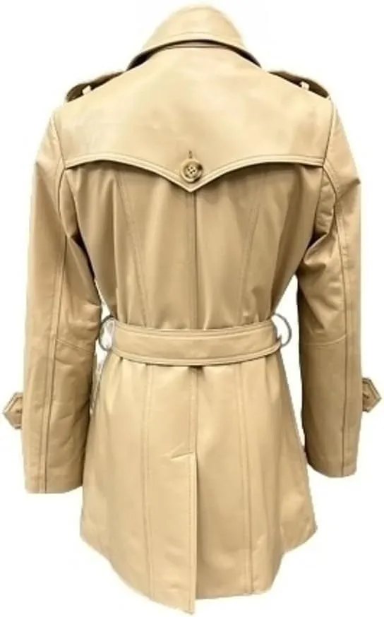 Women's PU Faux Leather Long Trench Coat