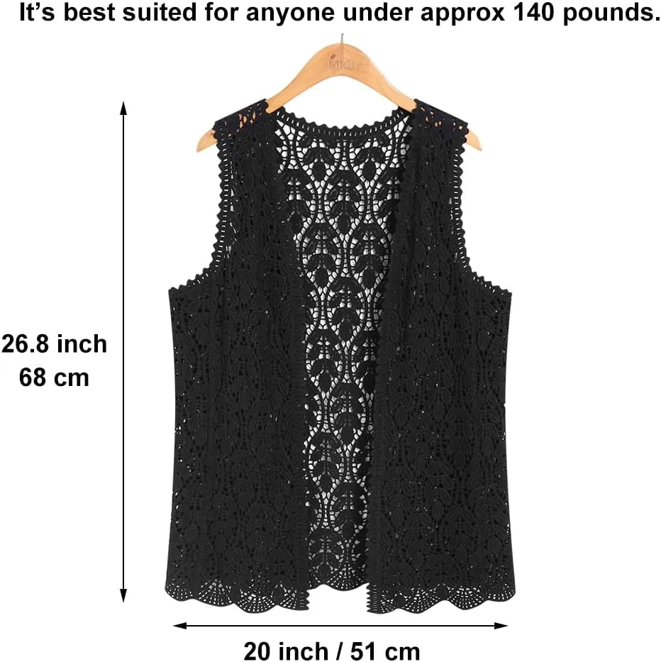 Women's Sleeveless Open Front Cardigan Vest Lightweight Cool Crochet Cardigans for Women