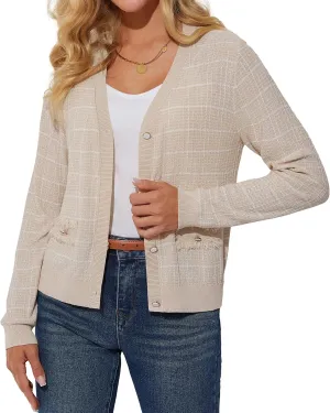 Womens Summer Cardigan Sweaters Open Front Long Sleeve Lightweight Knit Cardigans L