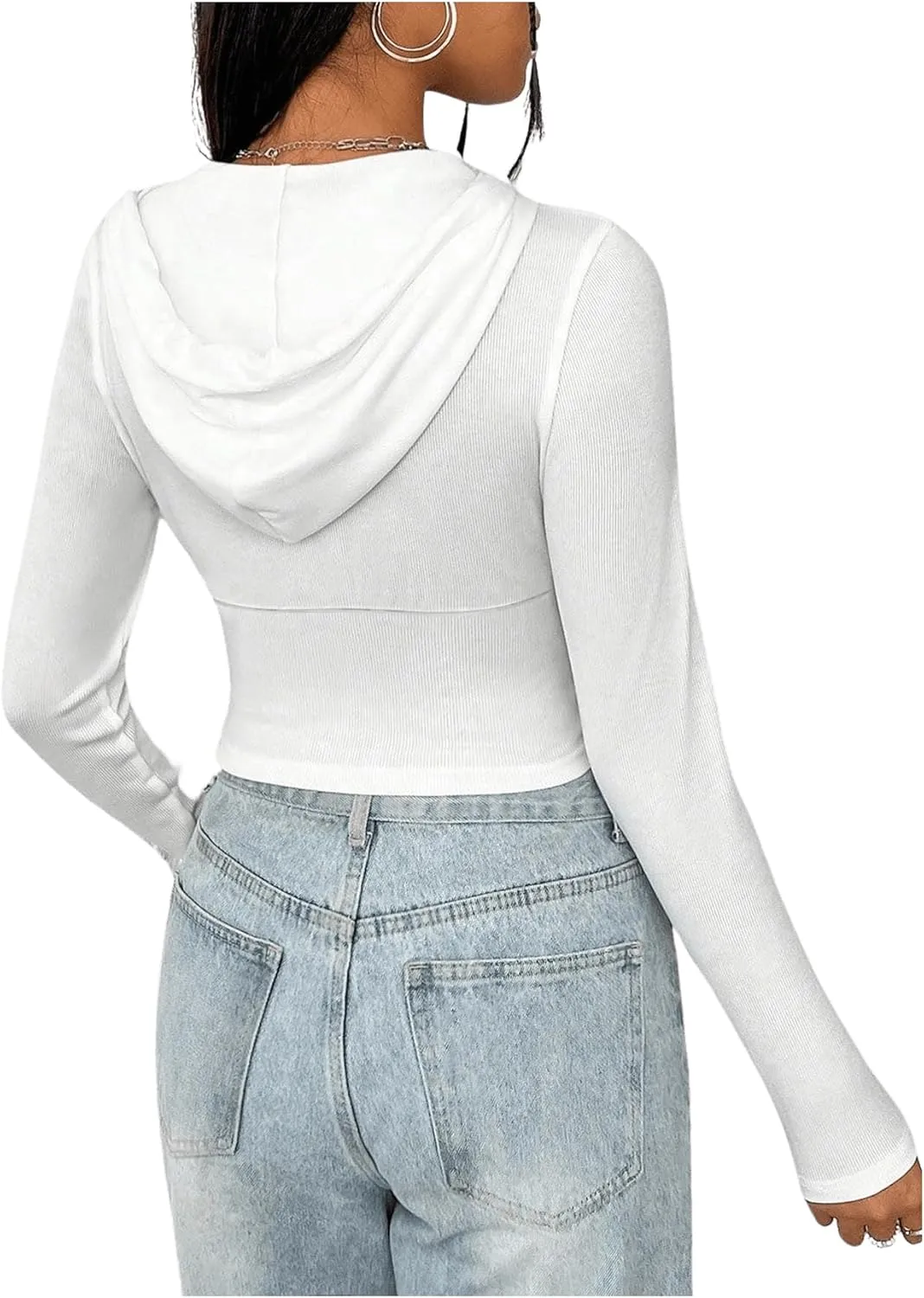 Women's Zip Up Hoodie Cropped Sweatshirt Y2K Crop Tops Fall Outfits 2024 Trendy Casual Jackets