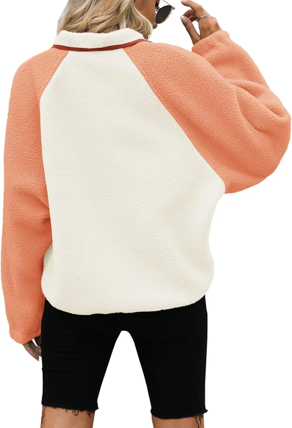 Yanekop Womens Fleece Jacket Fuzzy Long Sleeve Short Coats Button Down Sherpa Outerwear with Pockets