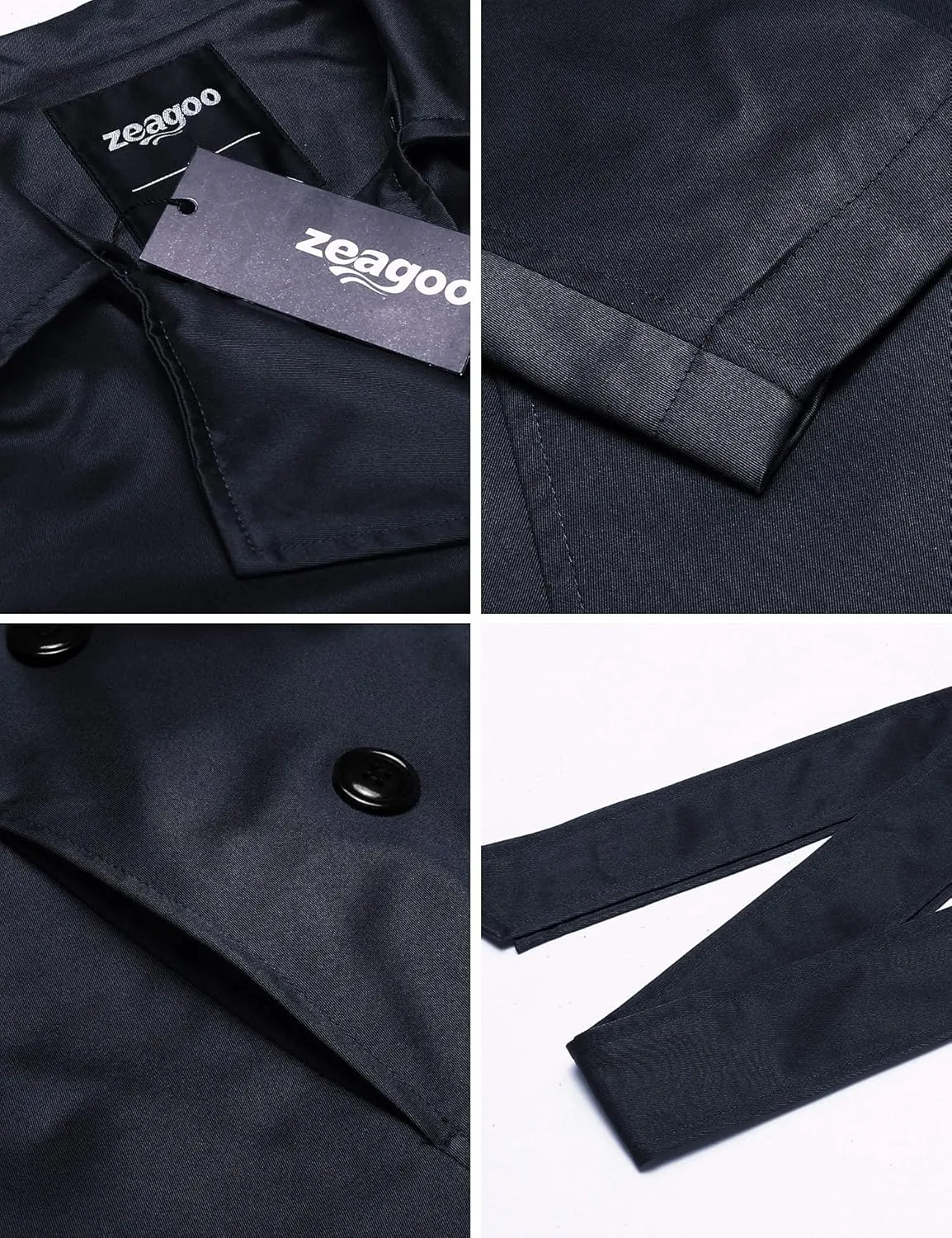 Zeagoo Women's Trench Coats Double-Breasted Long Coat with Belt
